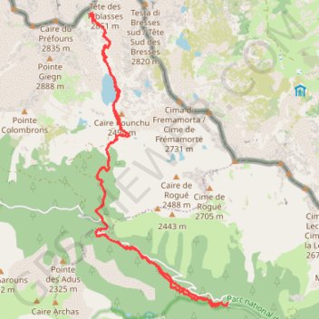 Itinéraire Lac Nègre - Pas du Préfouns, distance, dénivelé, altitude, carte, profil, trace GPS