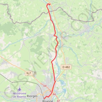 Itinéraire Itinéraire de 54 Cr de la République, 42300 Roanne, France à 174 Av. de la Gare, 71340 Iguerande, France, distance, dénivelé, altitude, carte, profil, trace GPS