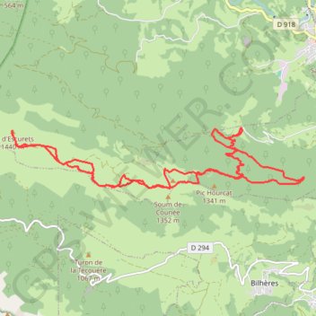 Itinéraire Pic d'Escurets, distance, dénivelé, altitude, carte, profil, trace GPS