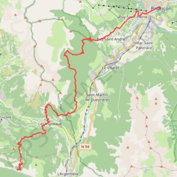 Itinéraire Briançon-vallon de Fournel, distance, dénivelé, altitude, carte, profil, trace GPS