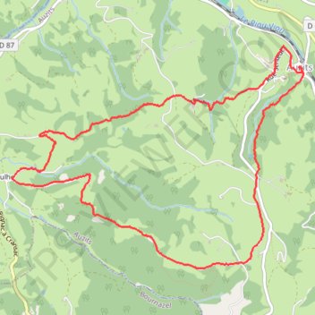 Itinéraire Auzit aveyron, distance, dénivelé, altitude, carte, profil, trace GPS