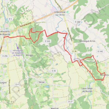 Itinéraire De Rabastens-de-Bigorre à Saint-Sever-de-Rustan, distance, dénivelé, altitude, carte, profil, trace GPS