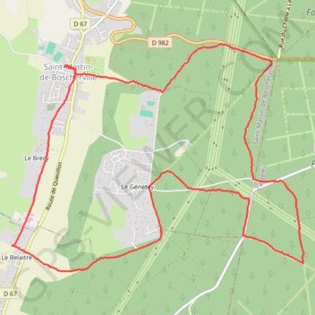 Itinéraire Bosherville, distance, dénivelé, altitude, carte, profil, trace GPS