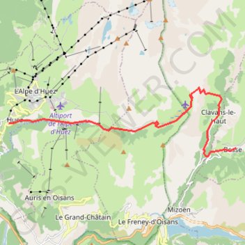 Itinéraire Tour des Écrins, de Huez à Besse, distance, dénivelé, altitude, carte, profil, trace GPS