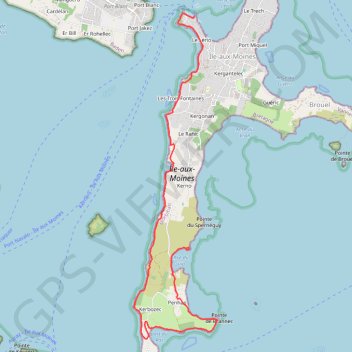 Itinéraire Île aux moines, distance, dénivelé, altitude, carte, profil, trace GPS