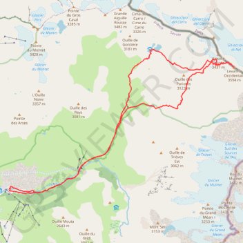 Itinéraire Haute Maurienne-Levanna Occidentale, distance, dénivelé, altitude, carte, profil, trace GPS