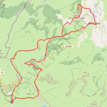 Itinéraire Aubrac village, distance, dénivelé, altitude, carte, profil, trace GPS