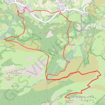 Itinéraire Le Pic d'Alian depuis Ségus, distance, dénivelé, altitude, carte, profil, trace GPS