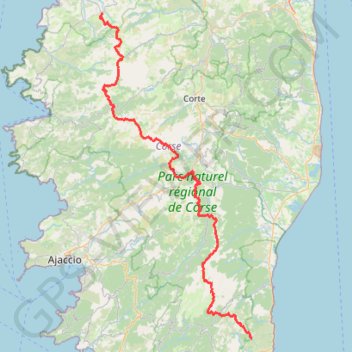 Itinéraire GR 20, distance, dénivelé, altitude, carte, profil, trace GPS