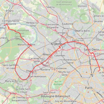 Itinéraire Paris - Conflans-Sainte-Honorine, distance, dénivelé, altitude, carte, profil, trace GPS