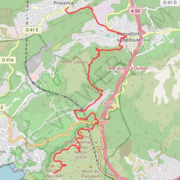 Itinéraire Pas de la Colle - Carnoux-en-Provence, distance, dénivelé, altitude, carte, profil, trace GPS
