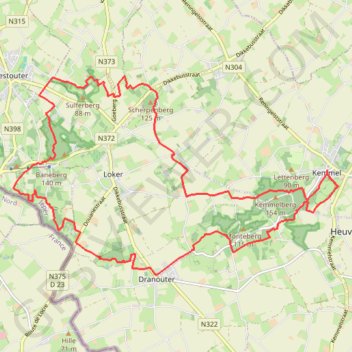 Itinéraire TraceGPS Heuvelland 21,1, distance, dénivelé, altitude, carte, profil, trace GPS
