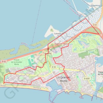 Itinéraire Decouverte grande motte, distance, dénivelé, altitude, carte, profil, trace GPS