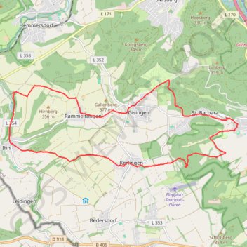 Itinéraire WALLERFANGEN en Sarre, distance, dénivelé, altitude, carte, profil, trace GPS