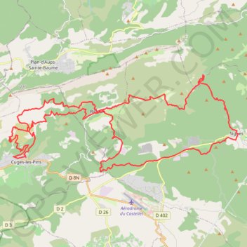 Itinéraire Entre Cuges et Signes, le versant sud de la Sainte-Baume, distance, dénivelé, altitude, carte, profil, trace GPS