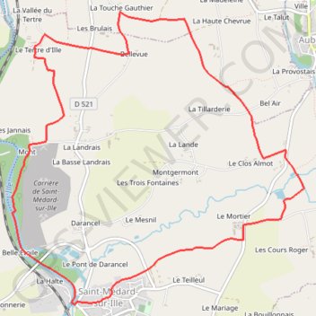 Itinéraire Sentier de Saint-Médard-sur-Ille, distance, dénivelé, altitude, carte, profil, trace GPS