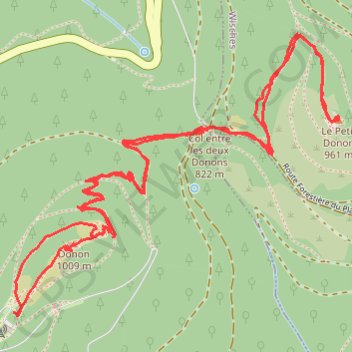 Itinéraire Les 2 Donons, distance, dénivelé, altitude, carte, profil, trace GPS