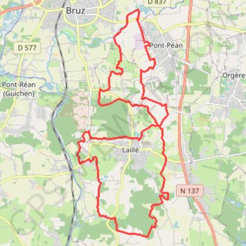 Itinéraire Pont-Péan, distance, dénivelé, altitude, carte, profil, trace GPS
