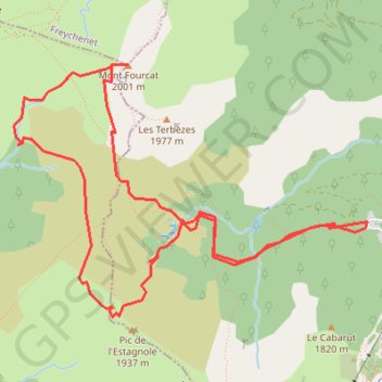 Itinéraire Mont Fourcat et Sommet de l'Estagnole par les Monts d'Olmes, distance, dénivelé, altitude, carte, profil, trace GPS
