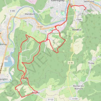 Itinéraire Randonnée autour de Mandeure, distance, dénivelé, altitude, carte, profil, trace GPS