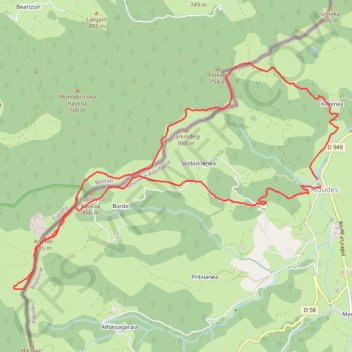 Itinéraire Harguibel Crête Peña de Alba depuis Les Aldudes, distance, dénivelé, altitude, carte, profil, trace GPS