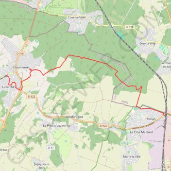 Itinéraire En forêt de Coye, distance, dénivelé, altitude, carte, profil, trace GPS