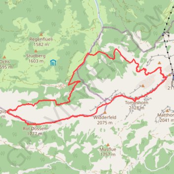 Itinéraire Buchsteg - Oberhaupt - Pilatus Kulm - Tomlishorn, distance, dénivelé, altitude, carte, profil, trace GPS