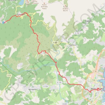 Itinéraire Cartalavonu - Porto-Vecchio, distance, dénivelé, altitude, carte, profil, trace GPS