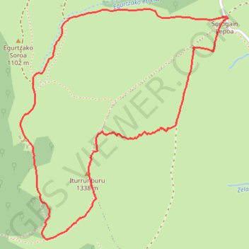 Itinéraire ITURRUMBURU depuis Aztakarri, distance, dénivelé, altitude, carte, profil, trace GPS