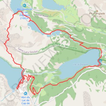 Itinéraire Circuit des lacs du Néouvielle par le pas du Gat, distance, dénivelé, altitude, carte, profil, trace GPS