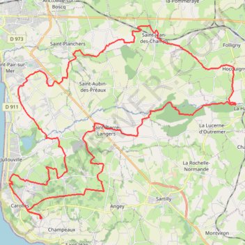Itinéraire Circuit au départ de carolles, distance, dénivelé, altitude, carte, profil, trace GPS