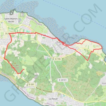 Itinéraire Île de Ré : Sainte Marie de Ré à La Flotte, distance, dénivelé, altitude, carte, profil, trace GPS