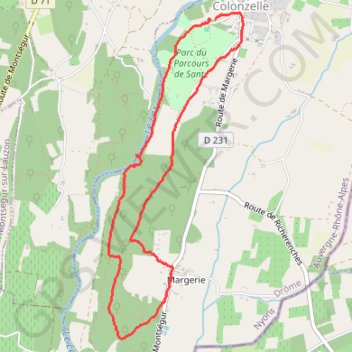 Itinéraire Colonzelle, promenade à la carrière des meulières, distance, dénivelé, altitude, carte, profil, trace GPS