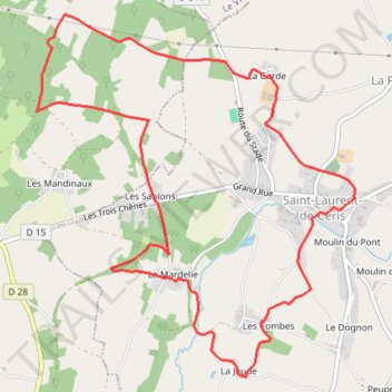 Itinéraire Saint-Laurent-de-Ceris - Sentier vert, distance, dénivelé, altitude, carte, profil, trace GPS