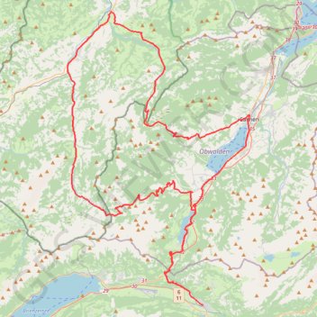 Itinéraire Glaubenberg par Sarnen, vallée puis Glaubenbielen pass, distance, dénivelé, altitude, carte, profil, trace GPS