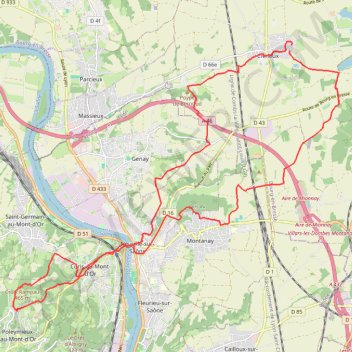 Itinéraire Parcours Civrieux-Poleymieux (croix rampaud), distance, dénivelé, altitude, carte, profil, trace GPS
