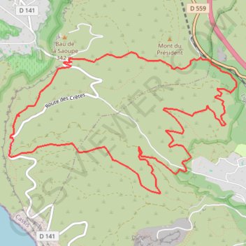 Itinéraire Corniche des Crêtes Vallon de l'Homme Mort - Cassis, distance, dénivelé, altitude, carte, profil, trace GPS
