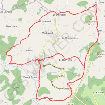 Itinéraire Balade autour de Marcenod, distance, dénivelé, altitude, carte, profil, trace GPS