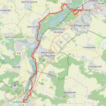 Itinéraire La ferté-Alais - Mennecy, distance, dénivelé, altitude, carte, profil, trace GPS