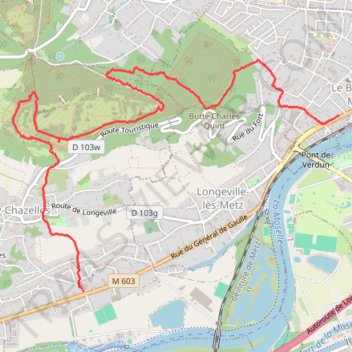 Itinéraire Ban-Saint-Martin_Fort-Girardin_Scy-Bas, distance, dénivelé, altitude, carte, profil, trace GPS