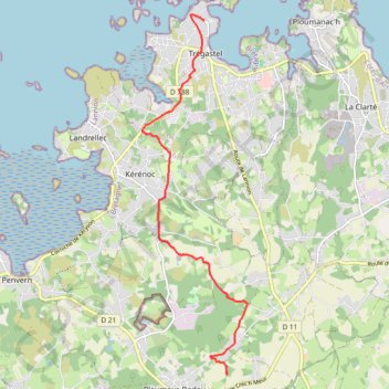 Itinéraire Route de crec'h meur, distance, dénivelé, altitude, carte, profil, trace GPS
