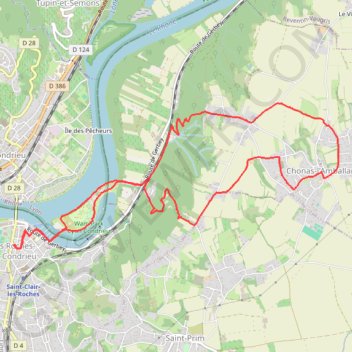Itinéraire Les Roches de Condrieu (38), distance, dénivelé, altitude, carte, profil, trace GPS