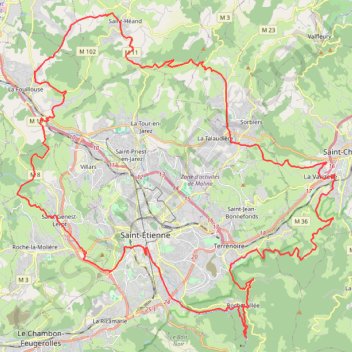 Itinéraire SAINT-ÉTIENNE - D'un massif à l'autre, distance, dénivelé, altitude, carte, profil, trace GPS