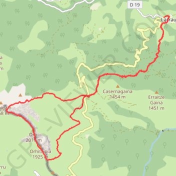 Itinéraire Traversée du Pic d'Orhy depuis Larrau, distance, dénivelé, altitude, carte, profil, trace GPS