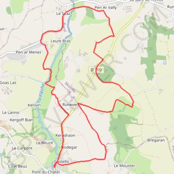Itinéraire Pont-du-Châtel, distance, dénivelé, altitude, carte, profil, trace GPS