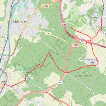 Itinéraire La forêt de l'Isle-Adam, distance, dénivelé, altitude, carte, profil, trace GPS