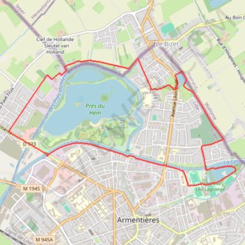 Itinéraire Au fil de l'eau - Armentières, distance, dénivelé, altitude, carte, profil, trace GPS