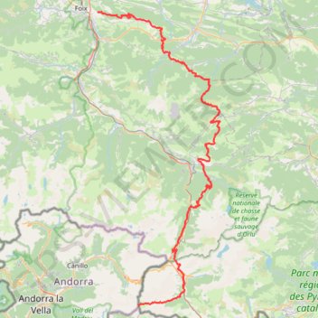 Itinéraire GR 107 : De Montgailhard (Ariège) à Portella Blanca (Andorre-Espagne), distance, dénivelé, altitude, carte, profil, trace GPS
