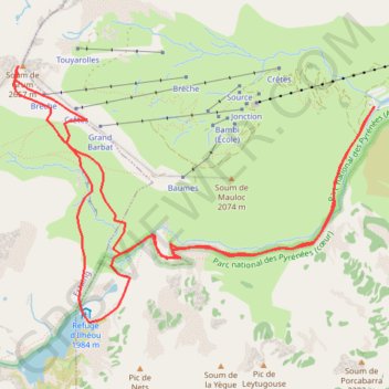 Itinéraire Soum de Grum (Cauterets), distance, dénivelé, altitude, carte, profil, trace GPS