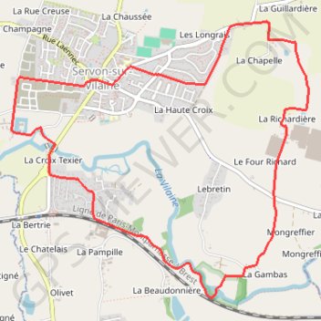 Itinéraire La boucle du Gué - Servon-sur-Vilaine, distance, dénivelé, altitude, carte, profil, trace GPS